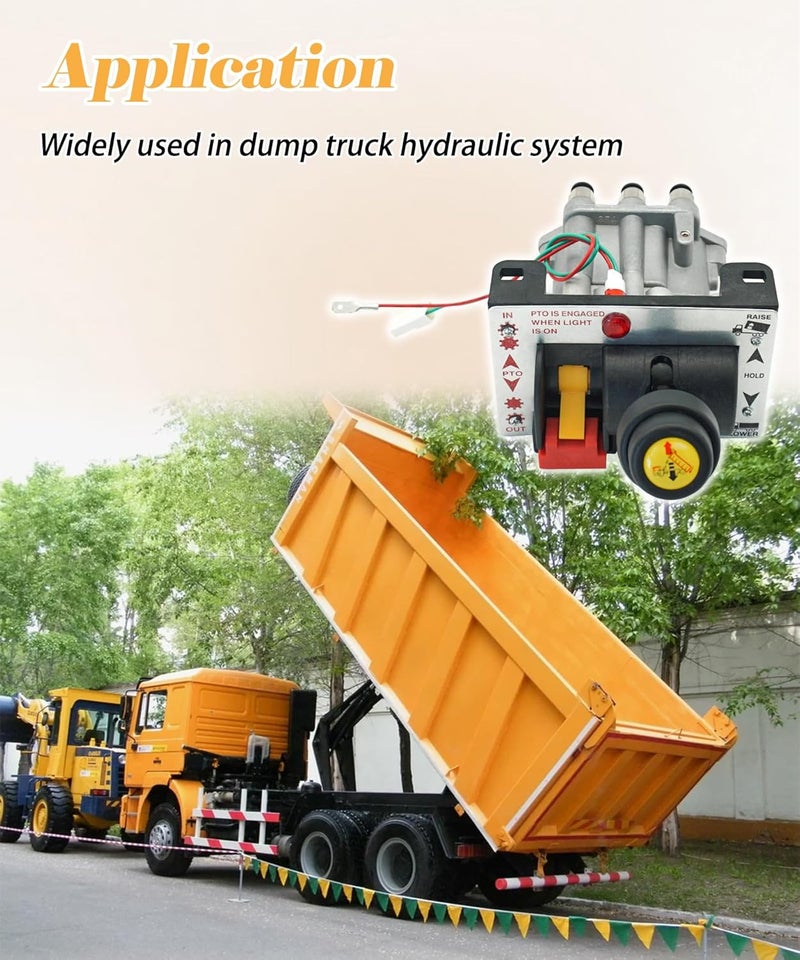 Maigoo K90 Power Take Off PTO Hoist Air Shift Control Valve with Push to Connect Fittings Dump Truck Valve Tipper Hydraulic System Compatible with Apsco AV-295 329358X - Image 2